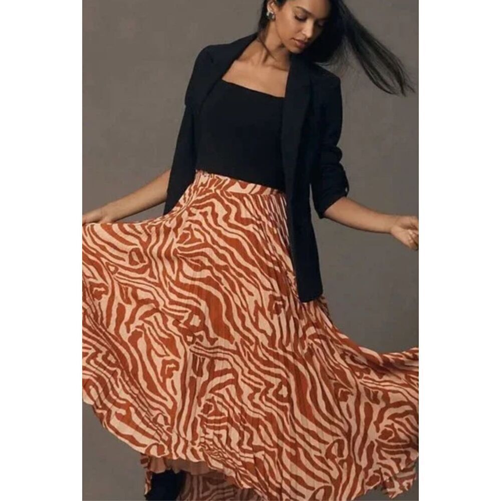Maeve Anthropologie‎ The Isobel silky Pleated skirt size 8 NWT